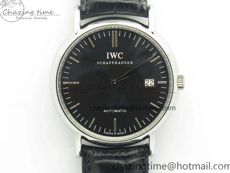 MIROTIME 0518 Portofino Automatic SS TWF 1:1 Best Edition Black Dial on Black Leather Strap A TravelReady 7199